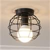 iDEGU Plafoniera Vintage in Metallo Disegn Sfera Lampadario Soffitto Industriale E27 Lampada da Soffitto Decorazione Lampada per Cameretta Caffè Restaurent Ingresso Corridoio (17 cm, Nero)