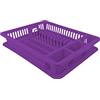 VIRSUS Scolastoviglie con vassoio raccogli goccia, dimensioni 45,5x36x7 cm, Scolapiatti plastica per i bicchieri piatti e tre scomparti per le posate Vari colori (viola)