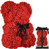 VO design Orsacchiotto Rosa Regalo Fiori, Regali per Mamma, Sue Donne, Ragazze, Adolescenti, Madri di Compleanno, Anniversario, San Valentino - Orsi Rose con Scatola (Rosso)