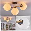 hofstein Plafoniera HOFSTEIN Gastor, a 3 luci in metallo/vetro nero/oro/vetro opalino, lampada moderna in design retrò/vintage (paralumi Ø 15 cm), E14, sala da pranzo, soggiorno, cucina, corridoio, ufficio