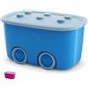 VIRSUS Contenitore Porta Giochi Multiuso 8540, misura 58x38,5x32 cm, scatola porta giocattoli con ruote e coperchio chiusura a scatto, box salvaspazio per Bambini (Azzurro)