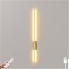 LOGT Lampada da Parete Ricaricabile per Interni Senza Collegamento Elettrico Applique Lunga a LED con Telecomando Luce da Letto Connessione Lampada da Parete Cordless Dimmerabile Lettura,D'oro,60cm