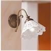 Illuminazione d'epoca Applique lampada da parete in ottone e paralume in ceramica traforato stile vintage - Ø 18 cm