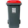 Mobil Plastic - Bidone Raccolta Differenziata 120 Litri con Coperchio e Ruote per Esterni | Fondo Grigio e Coperchio Rosso | Plastica Resistente | Certificato UNI EN 840