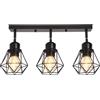 TOKIUS 4 pezzi Plafoniera vintage E27 Lampadario Soffitto Industriale Metallo Gabbia ferro Nero per Corridoio Portico Camera da Letto