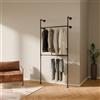 pamo Barra Appendiabiti da Parete in stile industriale - 105x222x32 cm - guardaroba aperto o porta abiti nero con tubi d'acqua per casa e per camera da letto