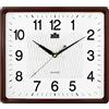 MPM Quality Quadratische Kunststoff-Wanduhr Weiß/Braun, Wanddekoration, Quarz-Uhrwerk, Reibungsloser Ablauf, E01.2929.5000, 318 x 358 x 38 mm