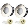 LEDLUX 2 Pezzi Porta Faretto Impermeabile, Porta Faretti da Incasso GU10 MR16, IP54 Per Luci Incasso Da Bagno e Esterno (Rotondo, Nichel Satinato)