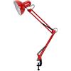 Mengjay Lampada da Scrivania 40W E27 Vintage, Lampada da Tavolo con Braccio Girevole e Morsetto, Lampada da Comodino Protezione degli Occhi per Lettura, Studio, Ufficio (Red)