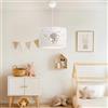 lux.pro Lampada a Sospensione per Cameretta Lampadario per Bambini Lampada da Soffitto con Paralume Cilindrico Ø28 Bianco Design Elefante