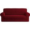 SaRani Copridivano Elasticizzato Salva Divano Damascato Elgeante (Bordeaux, Tre posti)