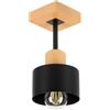 alfalux Lampada A Sospensione Lampada Da Soffitto LED Con 1 Paralume In Metallo E Legno Per Soggiorno Camera Da Letto Cucina Stile Moderno SC10x10BU