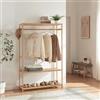 [en.casa] Stand Appendiabiti Armadio Aperto per Guardaroba Organizzatore per Cabina Armadio con Barra Porta Abiti e Ripiani a Grigia 165 x 100 x 35 cm Bambù Naturale