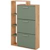 Vicco Scarpiera Orlando, Goldkraft rovere/verde, 80 x 128.3 cm con 3 scomparti, per la conservazione e l'organizzazione delle scarpe