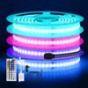 HEGEHE 24V striscia LED COB RGB impermeabile regolabile flessibile CRI90+ [2M], con telecomando IR 44 tasti, 567 LEDs/m, per decorazione domestica e negozi