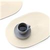 FunWheat Set di 4 tovagliette ovali intrecciate per tavoli da pranzo, lavabili, resistenti al calore, per uso interno ed esterno, 30 x 45 cm (beige ovale, 4 pezzi)