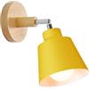 TOKIUS Lampade da Parete Vintage Applique da parete Interno Moderno Applique in Metallo e Legno Lampadari e Plafoniere regolabile E27 Luce da Camera da Letto Soggiorno (1 pezzo, Giallo)