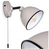 hofstein Lampada da parete Catharine, lampada da orientabile in metallo in grigio/bianco/nero, 1 luce, E14, spot da parete in design retrò, con cavo a strappo per accensione/spegnimento, senza lampadina/e