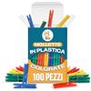 Akitaink Mollette per bucato in plastica 100 Pezzi COLORATE, Antisegno, Ecologiche, Antiruggine, da plastica post consumo. Misura grande, Resistenti Antivento per panni