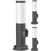 ledscom.de 3 lampade da vialetto/lampioni a paletto PORU per esterni, IP44, 39 cm, antracite, 1 attacco E27 max. 40 W, presa di corrente
