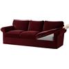 KYJSW Copridivano in Velluto 1/2/3/4 Posti, Copridivani Ektorp Elasticizzato Antiscivolo con Fodera Separata per Schienale E Federa per Cuscino (Rosso Vino,Grande 3 Posti 7 PCS)