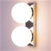 Alpinaluz Applique da parete con 2 sfere in vetro opaco Ø150 mm - Base rettangolare in metallo cromato - Stile moderno decorativo - Boccole E27 - Doppia luce per interni