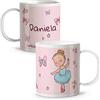 LolaPix Tazza Personalizzata con Nome. Ritorno a Scuola. Plastica. Vari Disegni. Ballerina Blu
