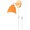 iDEGU Retrò Applique da Parete Interno Lampade da Parete in Metallo e Legno Moderne Lampada a Muro Orientabile con Interruttore e Spina E27 Luce da Camera da Letto Soggiorno (Arancione)