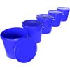 FixedByU 5 secchi con coperchio, 10 L, blu, rotondi, in plastica, adatti per uso alimentare, ermetici e stabili, secchio vuoto con manico e coperchio adatto per alimenti, chimica, detersivo in polvere, adesivi