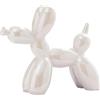 YOYUMI Ornamento Scultura Cane Palloncino elettroplaccato, statua in ceramica lucida speculare per soggiorno, camera da letto e ufficio, bianco perla 10,5 * 10,5 * 4 cm