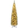 RELAX4LIFE Albero di Natale 150/180/210cm, Albero di Natale Slim con Luci Incorporate, Base in Metallo, Rami Folti, Effetto Realistico, Decorazione Natalizia da Interno (180cm)