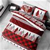 Tex family Copripiumino in Puro Cotone con Stampa Renna, Motivo Scozzese Rosso e Nero, Made in Italy - Cm. 155X200