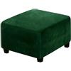 ZZDZW Velluto Copri Pouf Quadrato Elasticizzato Rettangolare Copertura Dell'Ottomano Morbido Elastico Fodera per Pouf Lavabile Copri Poggiapiedi per Soggiorno (Color : Verde Scuro, Size : 62-76cm)