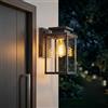 hofstein Lampada da parete per esterni moderna Tieva, metallo/vetro-nero/argento/chiaro, lampada angolare 1x E27, lampada da esterno verso il basso, effetto luce per la zona d'ingresso, IP44, senza lampadina