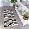 TAPISO Dream Tappeto Runner Passatoia per Corridoio Cucina Ufficio Entrata Ingresso Sala Design Moderno Motivo Geometrico Astratto Onde Fine tonalità di Grigio Scuro Crema Pelo Corto 70 x 240 cm