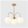 KCO Lighting Lampadario Sputnik 3 Luci, Sfera in Vetro Moderno Oro e Bianco per Sala da Pranzo Soggiorno Cucina Camera da Letto Ingresso, Altezza Regolabile