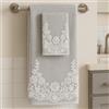 Corredocasa Coppia Asciugamani Bagno per Viso e Ospite, Made in Italy - Soffice Spugna di Cotone con dettagli in Macramè con Manifattura Italiana di Alta Qualità - 60x110cm e 40x60cm (Grigio Chiaro)