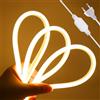 HEGEHE - Striscia LED COB 220V, flessibile impermeabile IP65, striscia neon LED FCOB 288 LED/m CRI90+, tagliabile ogni 50 cm, illuminazione a 270° [1M, bianco caldo 3000-3500K]
