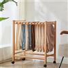 FOLREORP Stampelle per Pantaloni di 4 Ruote Grucce multifunzione legno di 12 grucce Organizer per Pantaloni può soggiorno, la camera da letto, il balcone o il negozio di abbigliamento appendini armadio