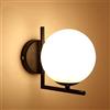 Chao Zan Sfera Luce da parete,Moderno Applique da parete Tenda di vetro del globo bianco Specchio bagno LED Luce per camera da letto Corridoio Soggiorno caffetteria loft cucina Lampada da parete 1 E27 Leggero