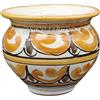 Sicilia Bedda - VASO IN CERAMICA SICILIANA - Decorazione Maioliche - Prodotto Artigianale di Alta Qualità - DIAMETRO 10 CENTIMETRI (Fantasia Arancio)