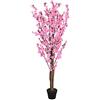 Decovego Pesco Pianta Albero Artificiale con Fiori 160cm con Legno Naturale