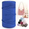 LEREATI Cordino per Borse Uncinetto, Corda Macrame 4mm x 150m Filo Macrame Corda in Poliestere, Fettuccia per Borse a Uncinetto Arazzo da Parete Maglieria Decorazioni Fai da Te (Blu Reale)