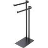 Inbagno Piantana Porta Asciugamani Da Appoggio Per Bagno In Acciaio Nero Opaco Linea Style, L 20 x P 30 x H 70 Cm, Dotata Di 2 Braccia Porta Salviette