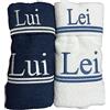 RICAMI FIORENTINI BALDI Set 4 asciugamani con ricamo LUI e LEI, spugna di cotone 100% 400 gr/mq, 4 pezzi: 2 viso+2 ospite. Idea regalo. Prodotto artigianale toscano (blu,bianco)