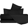 VANITA' DI RASO Completo letto Lenzuola di Raso Matrimoniale, Made in Italy, Lenzuolo piano 240x290cm + Lenzuolo Sotto con Angoli 160x190cm + 2 Federe a 2 Volani 50x80cm - Nero