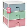 COM-FORT HOUSE | Cassettiera impilabile in plastica | Modello Multicolor | Colore bianco | Modello a 3 cassetti | Cassetti modulari
