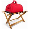 VIRSUS Porta Valigie Pieghevole in Legno Bamboo con 5 Cinghie, misura 65x36x36 cm, Cavalletto Sgabello Reggivaligia, per Bagagli, Valigie in Hotel, B&B, Albergo, Camera da Letto -NA7880F