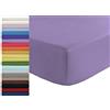 Tata Home Lenzuolo sotto con Angoli ed Elastici 100% Cotone Misura cm 90x210 Letto Singolo Una Piazza Altezza Materasso cm 25 Colore Lilla Made in Italy 57 Fili al cm2