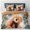 INTRECCI Copripiumino in Cotone Sogni d'Oro, Parure Copri Piumino con Federe Set Sacco Piumone Disponibile in più Fantasie (Set Sacco 1 Piazza e Mezza + 1 Federa, Teddy Bear)